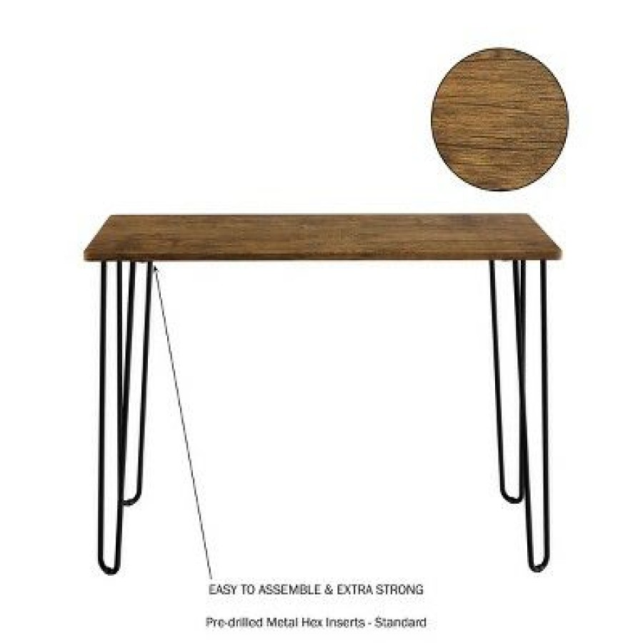 Executive Desks * | Lavish Home Desk With Hairpin Legs, Woodgrain-Look And Steel Accent, Brown