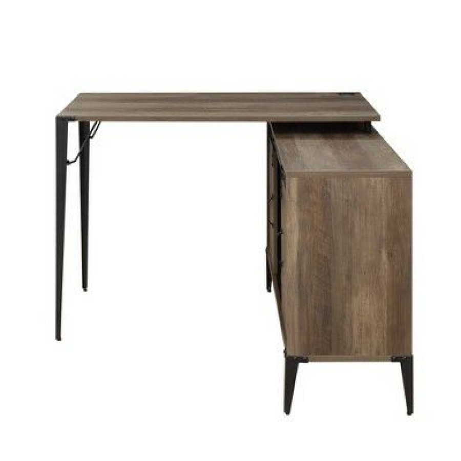 Executive Desks * | Zakwani L Writing Desk With Usb Rustic Oak/Black Finish Acme Furniture