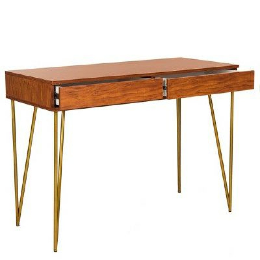 Executive Desks * | Pine Two Drawer Desk Safavieh