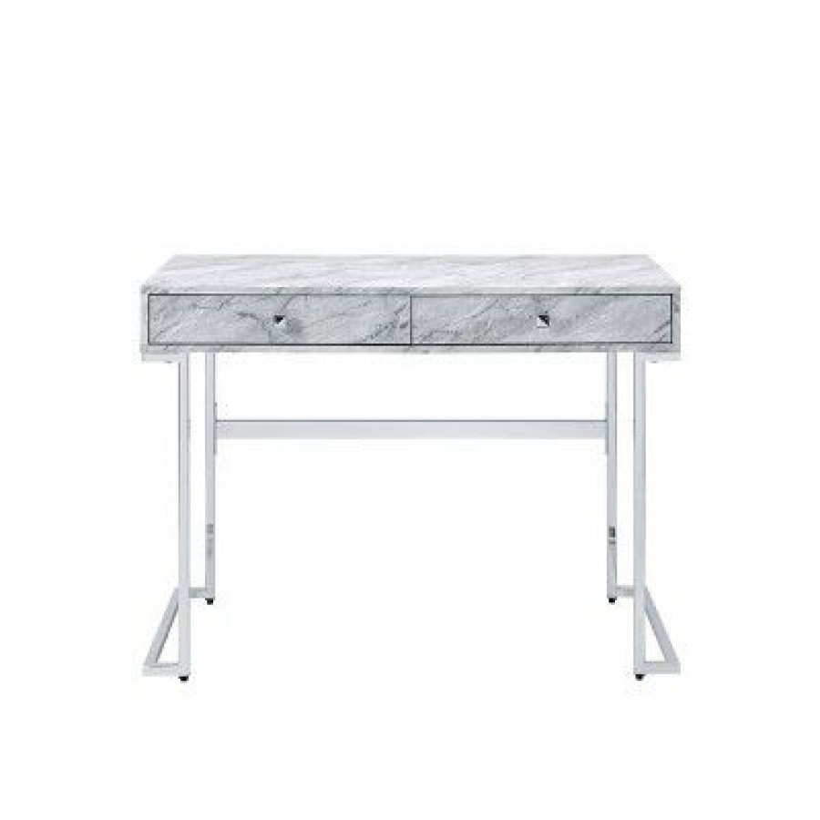 Executive Desks * | Tigress Writing Desk White/Chrome Acme Furniture