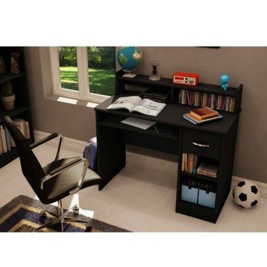 Executive Desks * | Axess Desk With Keyboard Tray Pure Black South Shore