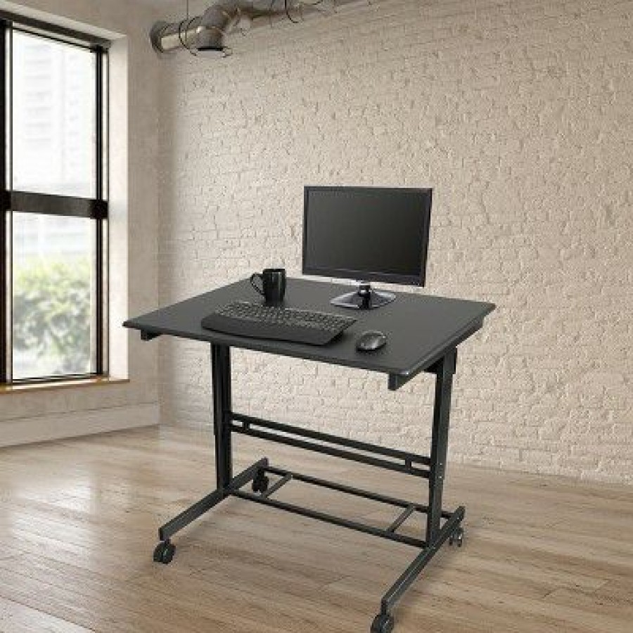 Computer Desks * | Stand Up Desk Store Rolling Adjustable Height Standing Desk Computer Workstation