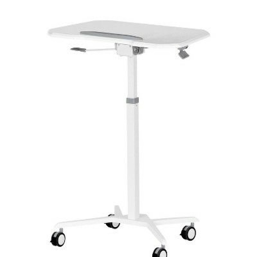 Computer Desks * | Sit To Stand Mobile Laptop Computer Stand With Height Adjustable White Techni Mobili