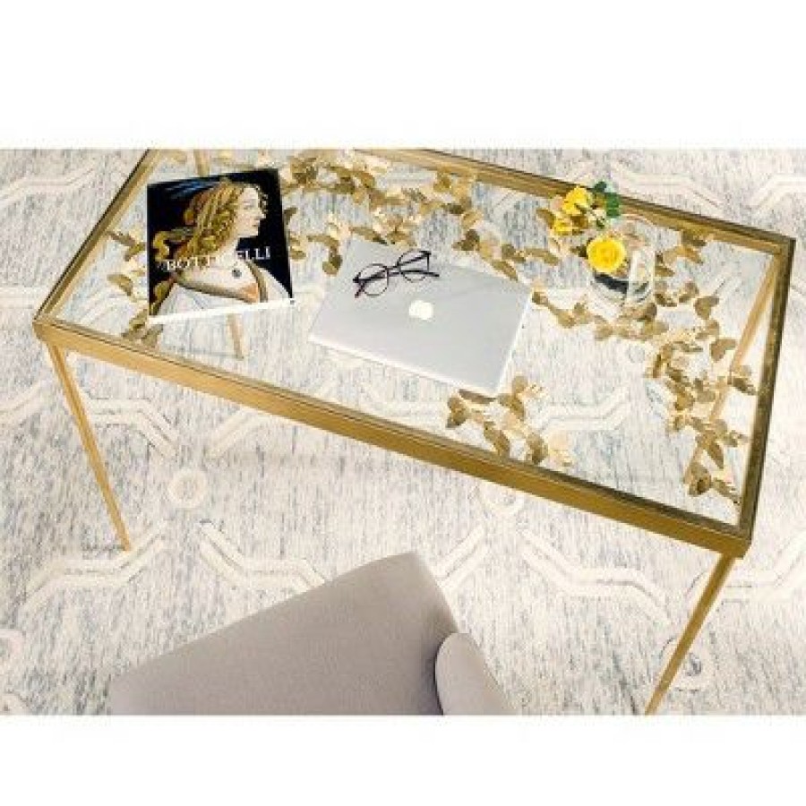 Executive Desks * | Rosalia Butterfly Desk Gold Safavieh