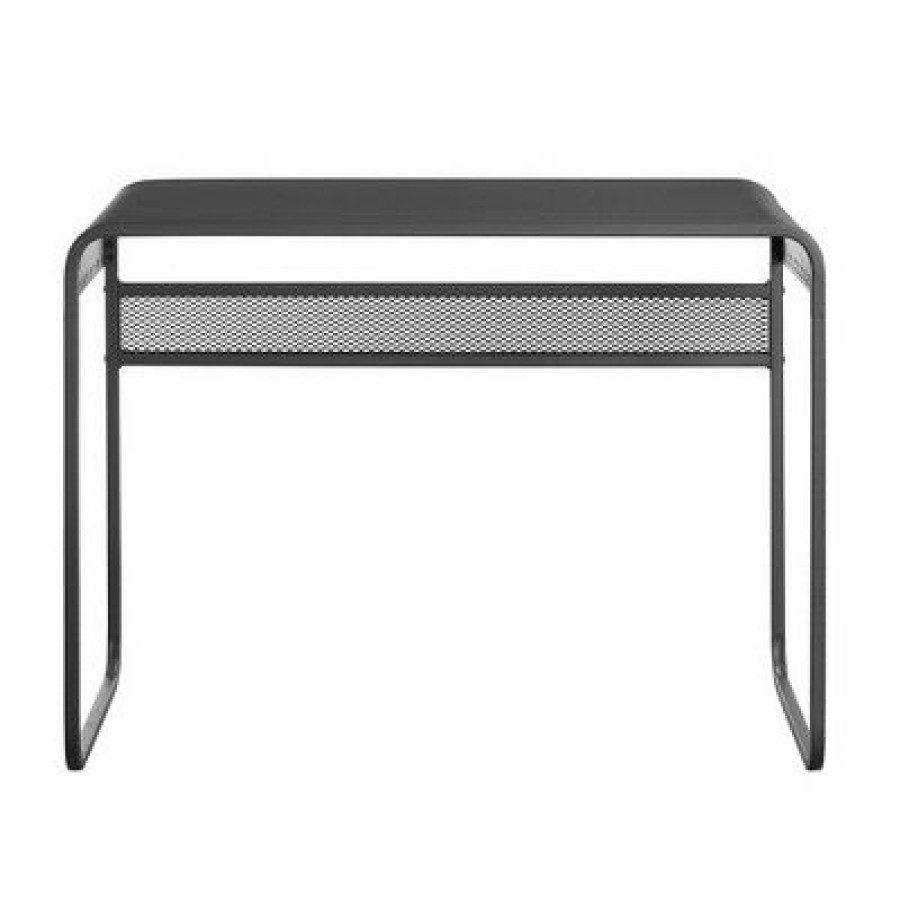 Executive Desks * | Sloan Industrial Metal Curved Top Writing Desk Gunmetal Gray Saracina Home