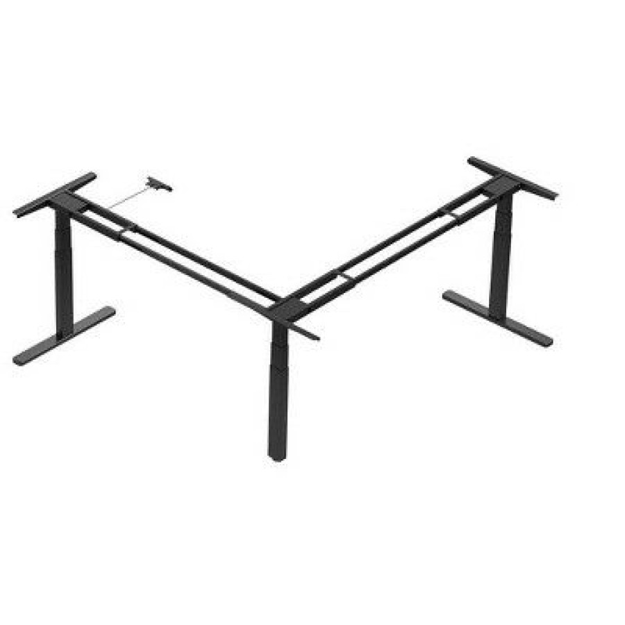 Executive Desks * | Monoprice Triple Motor Height Adjustable Sit-Stand Corner Desk Frame Black, 3 Leg Corner, L Shaped Table Base, Programmable Memory Settings