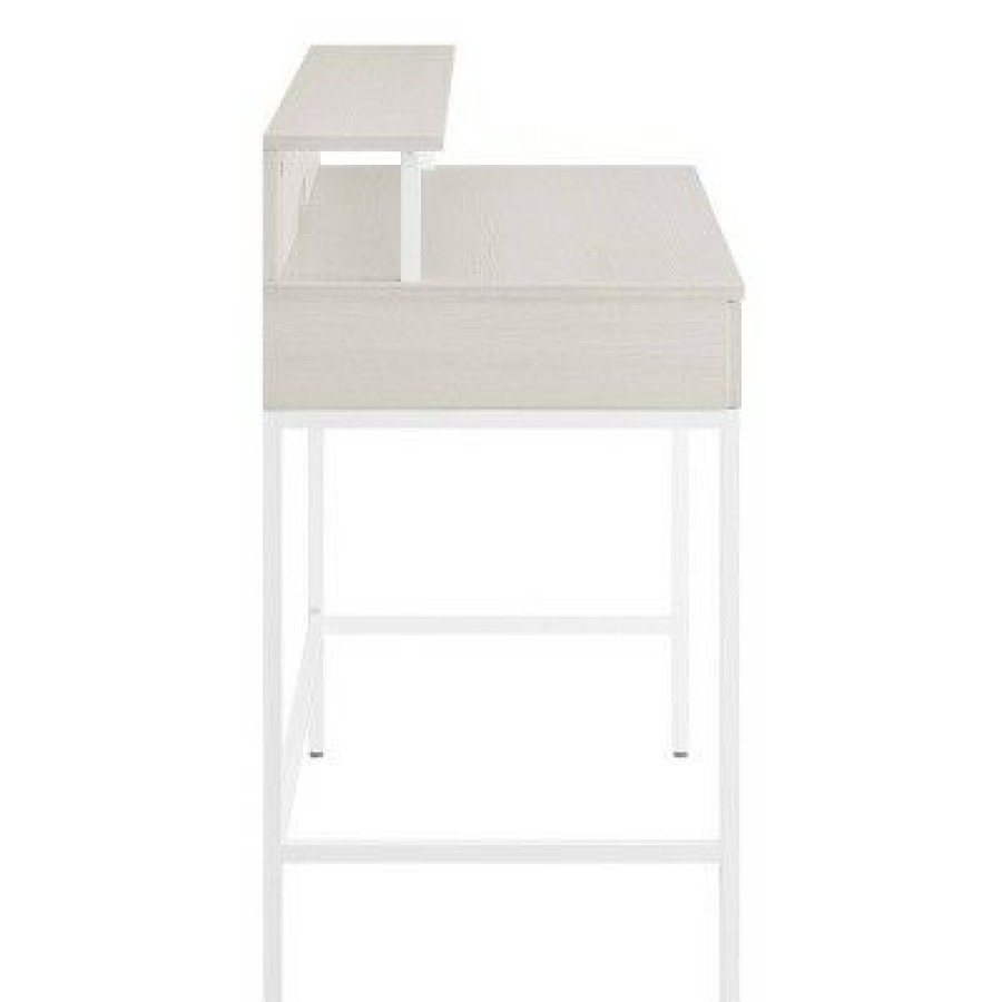 Executive Desks * | 40" Contempo Desk With 2 Drawers And Shelf Hutch White Oak Osp Home Furnishings