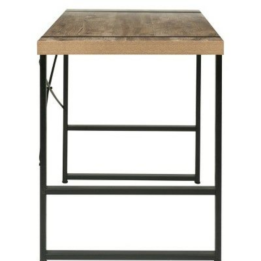 Executive Desks * | Bourbon Foundry Writing Desk Wood And Black Steel Oak Onespace