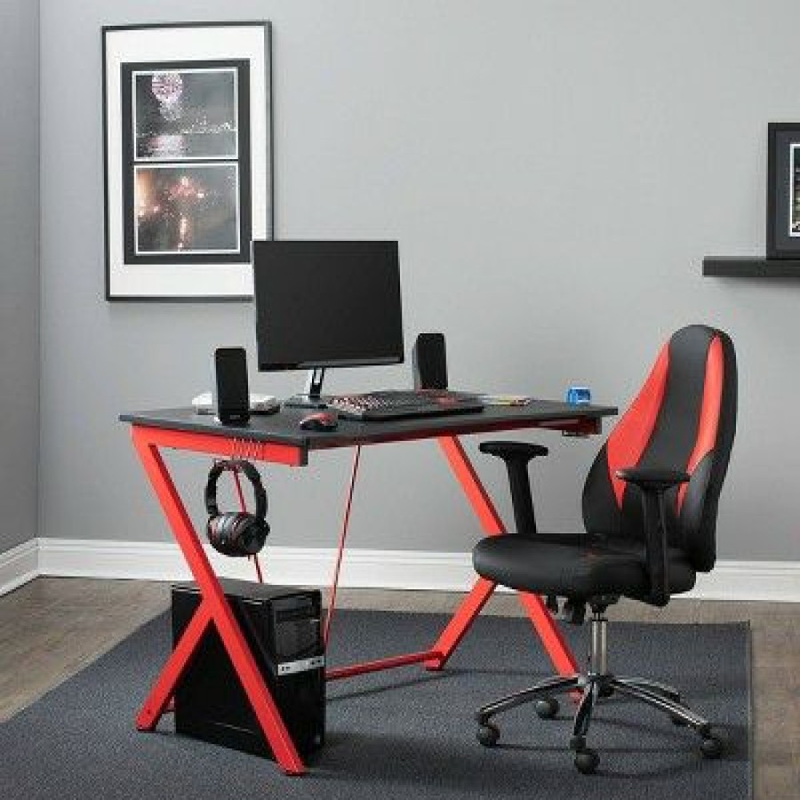 Computer Desks * | Quest Gaming Table Red/Black Sd Gaming