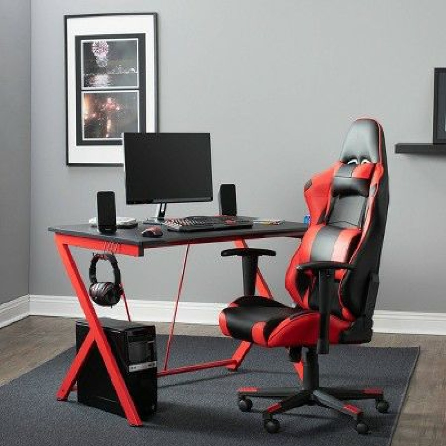 Computer Desks * | Quest Gaming Table Red/Black Sd Gaming