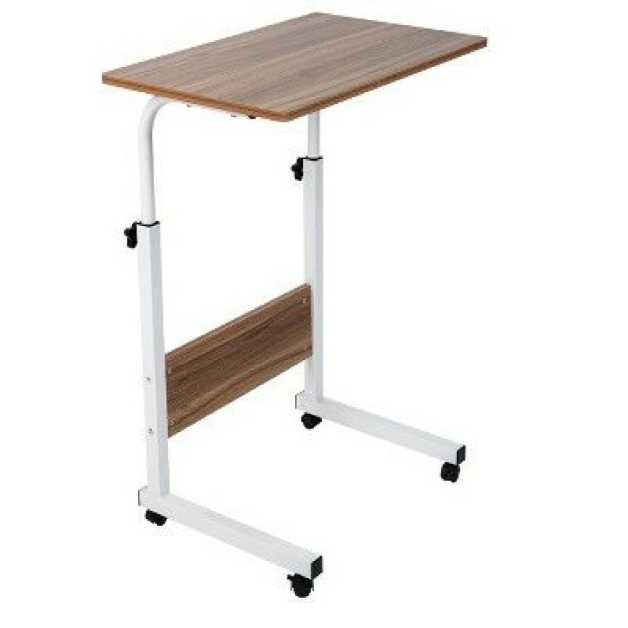 Computer Desks * | Mind Reader Adjustable Height Rolling Laptop Desk, White, Wood