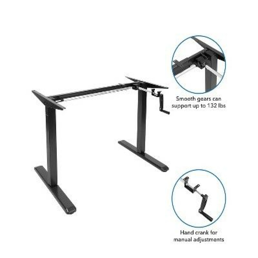 Executive Desks * | Mount-It! 30 -50 H Adjustable Hand Crank Sit-Stand Desk White/Black (Mi-18070)