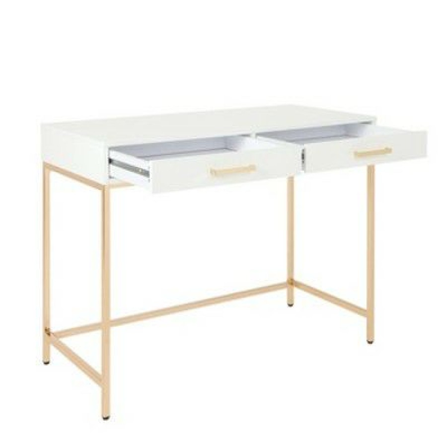 Executive Desks * | Alios Desk White/Gold Osp Home Furnishings