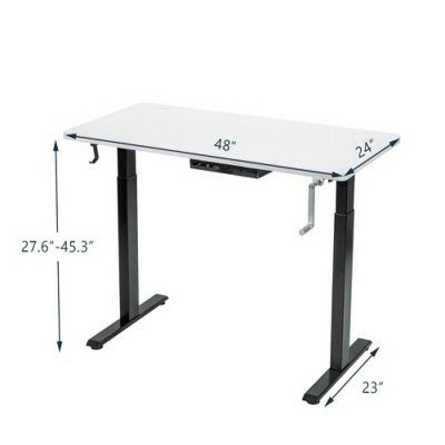 Executive Desks * | Costway 48" Sit To Stand Desk Adjustable Standing Workstation W/ Crank