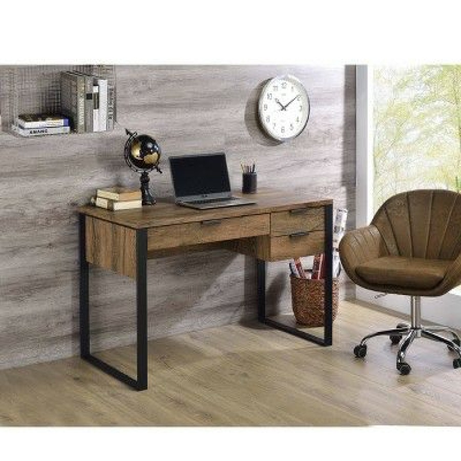 Executive Desks * | Aflo Writing Desk Weathered Oak/Black Acme Furniture