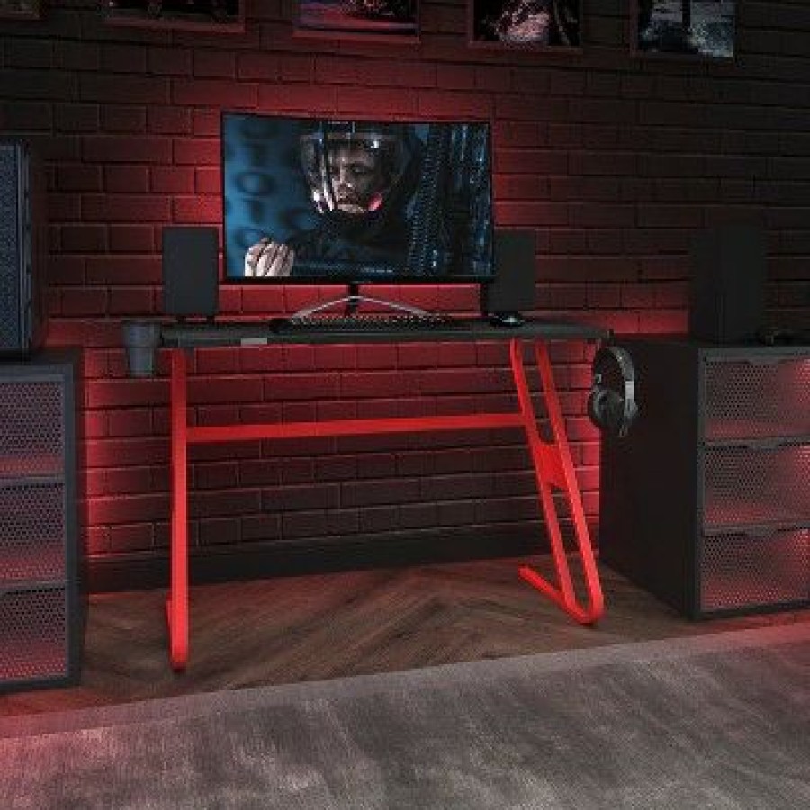 Computer Desks * | Flash Furniture Gaming Ergonomic Desk With Cup Holder And Headphone Hook