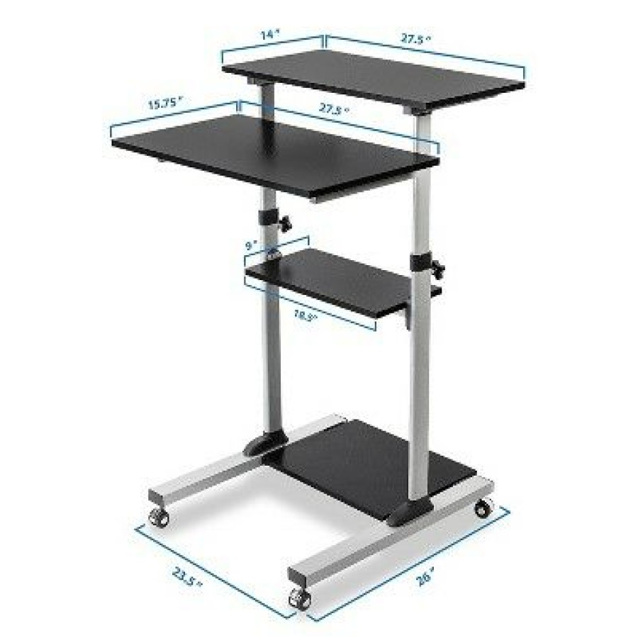 Executive Desks * | Mount-It! 27.5 W Mobile Height Adjustable Desk Black Plastic/Steel Mi-7940-Black