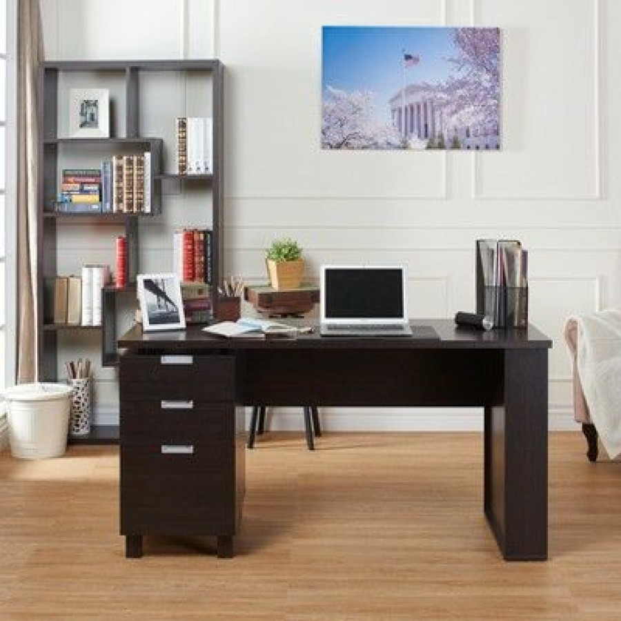 Executive Desks * | Abella Office Desk Espresso Homes: Inside + Out