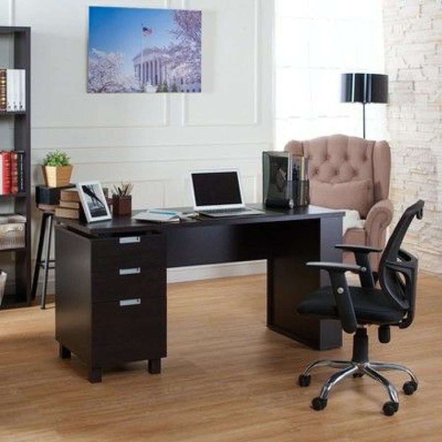 Executive Desks * | Abella Office Desk Espresso Homes: Inside + Out