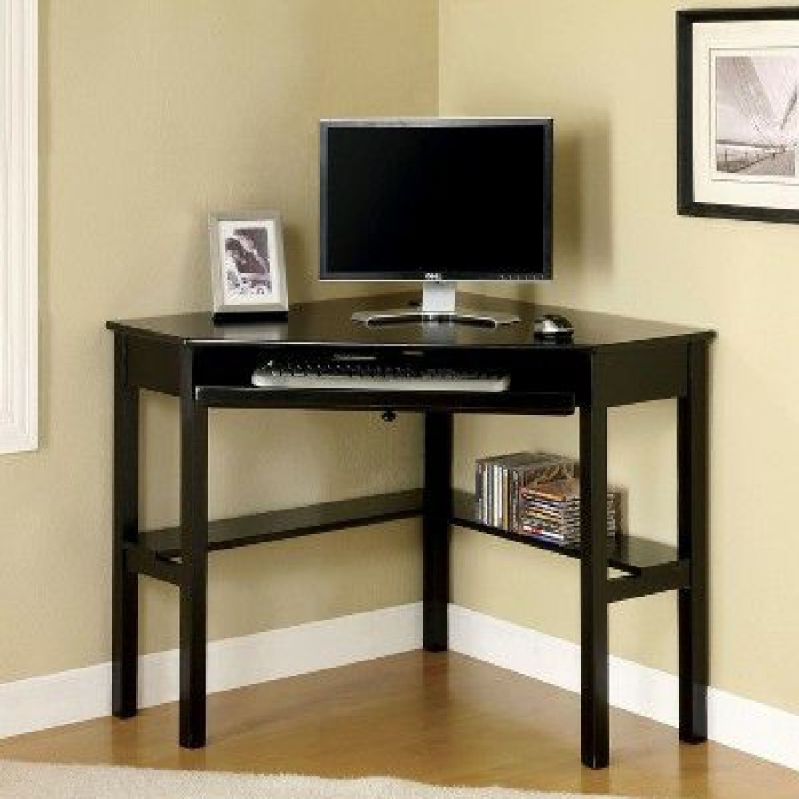 Corner Desks * | Erona Modern Corner Computer Desk Black Mibasics