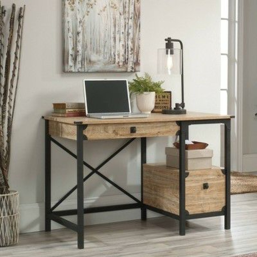 Executive Desks * | Steel River Desk Distressed Brown Sauder