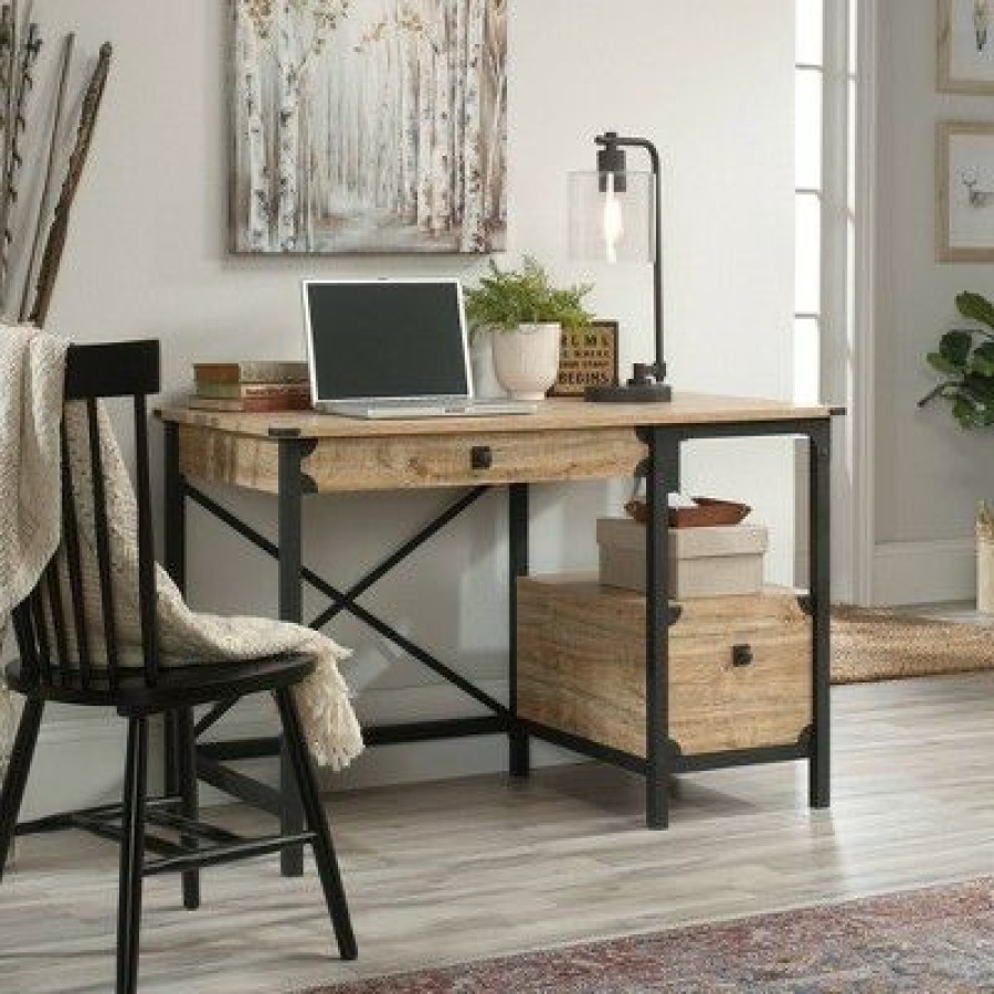 Executive Desks * | Steel River Desk Distressed Brown Sauder