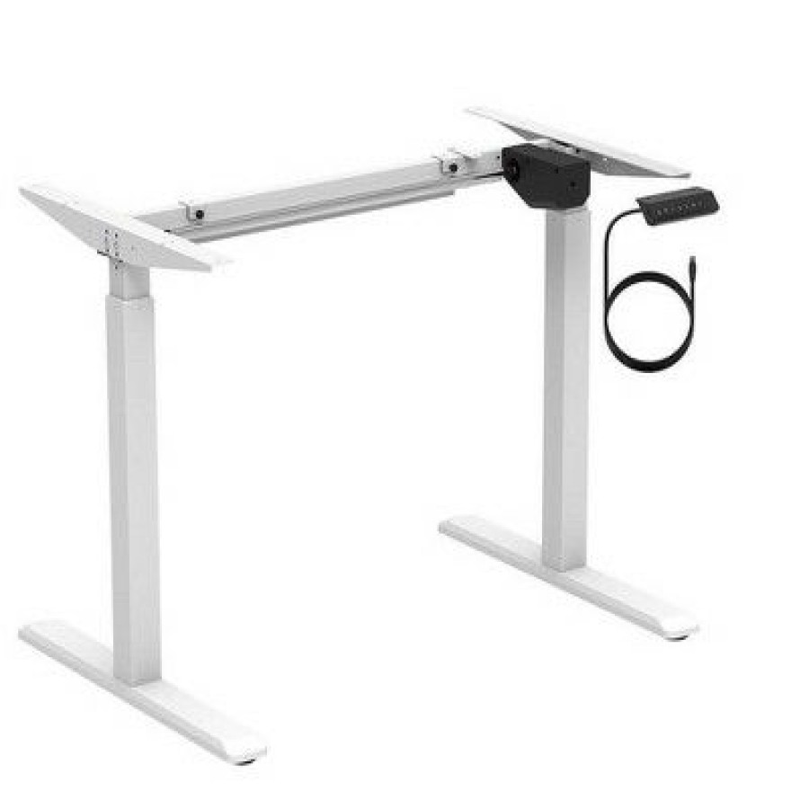 Executive Desks * | Monoprice Height Adjustable Sit-Stand Riser Table Desk Frame White With Electric Single Motor, Compatible With Desktops From 39In-63In Wide