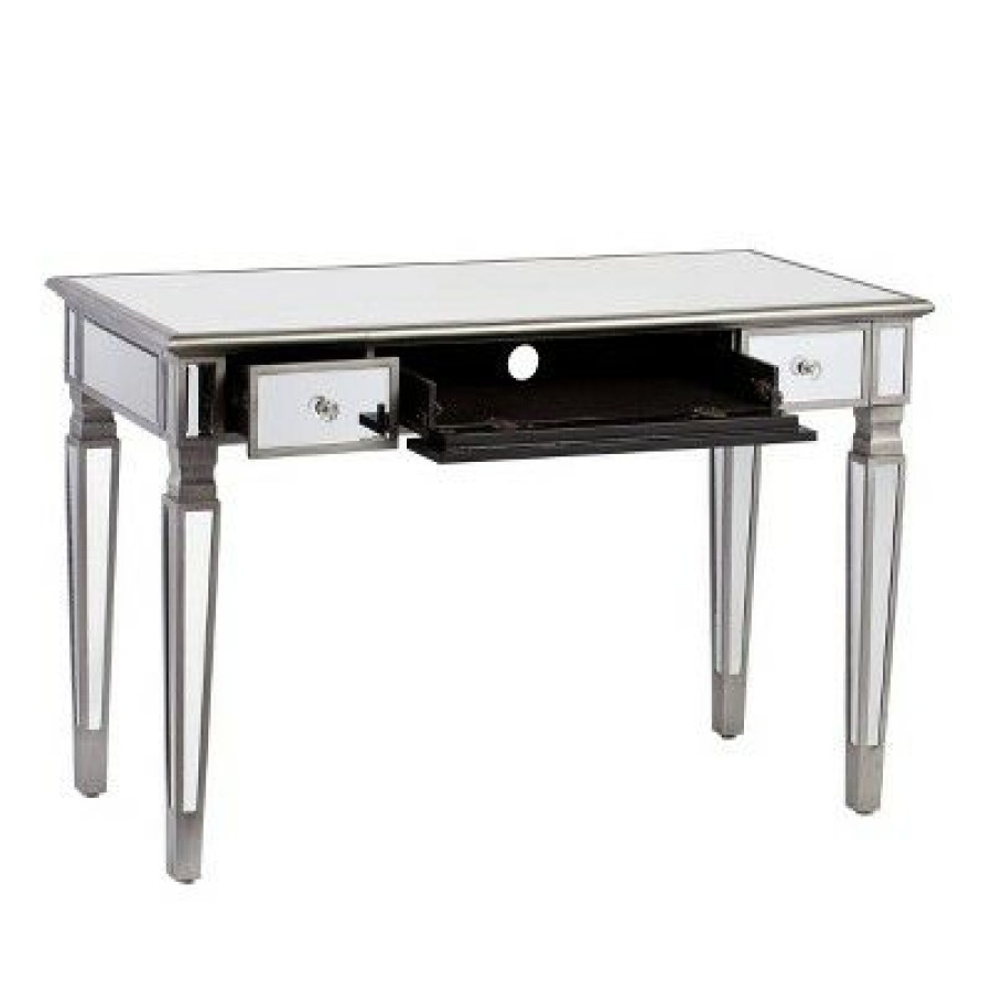 Executive Desks * | Warakin Mirrored Writing Desk Silver Aiden Lane