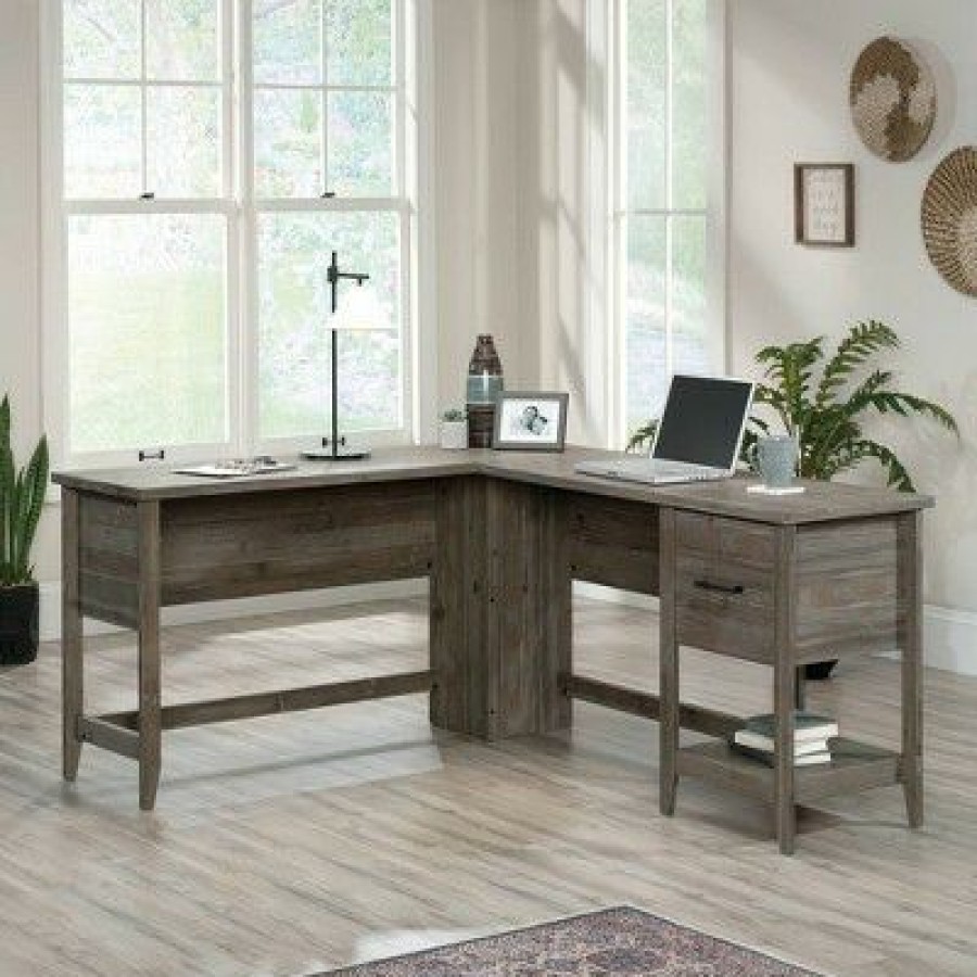 Executive Desks * | Summit Station L-Shaped Desk Pebble Pine Sauder