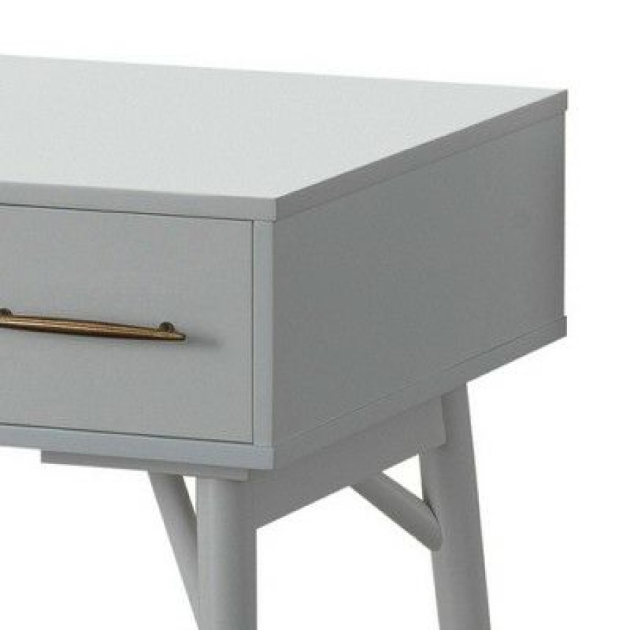 Executive Desks * | Wooden Writing Desk With 3 Drawers And Tapered Legs White Benzara