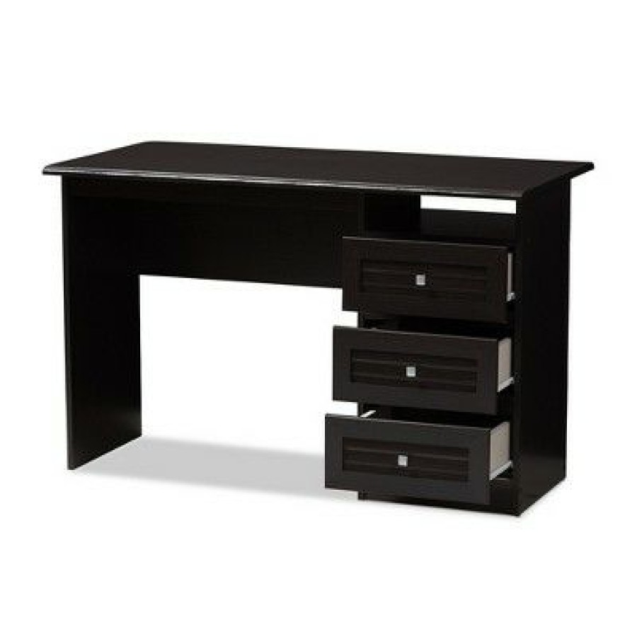 Executive Desks * | Carine Modern And Contemporary Finished Desk Dark Brown Baxton Studio