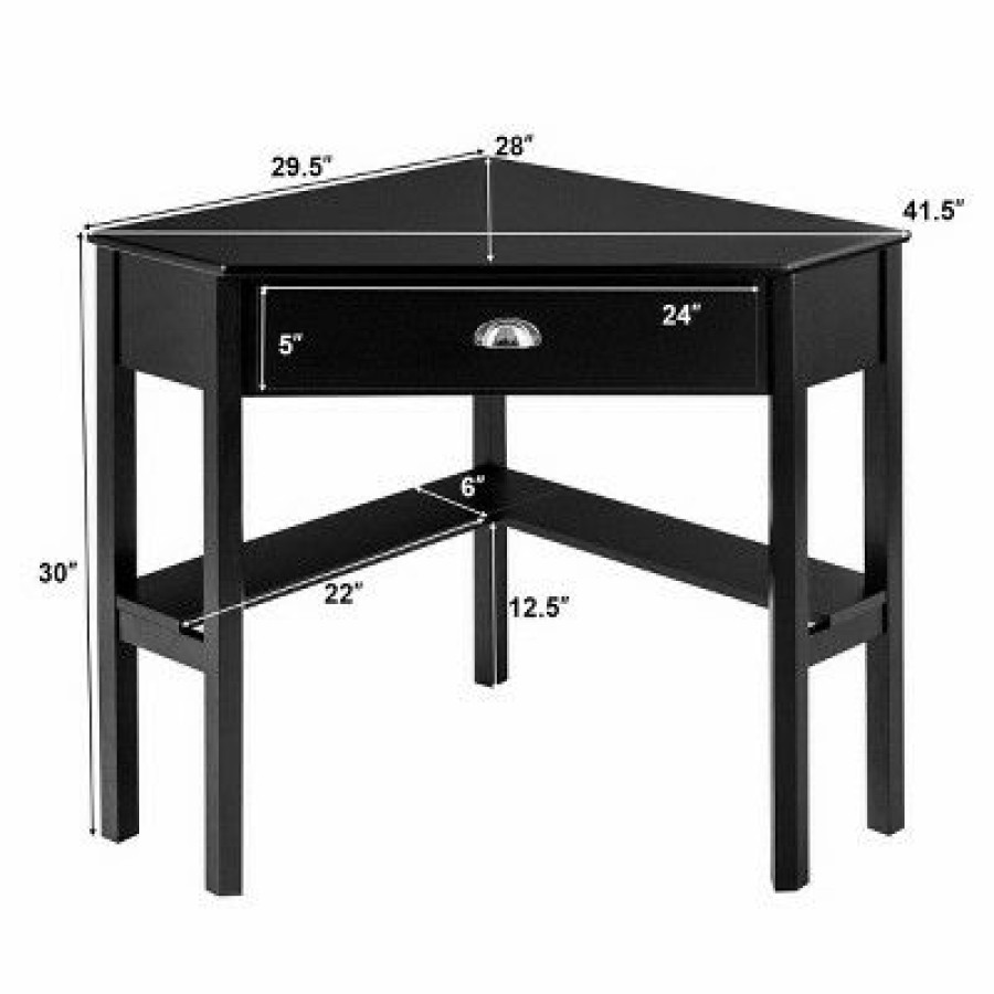 Corner Desks * | Costway Corner Computer Desk Laptop Writing Table Wood Workstation Home Office Furniture