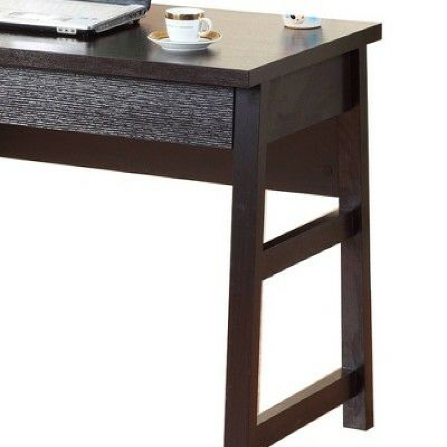 Executive Desks * | Wooden Desk With 2 Drawers Brown Benzara