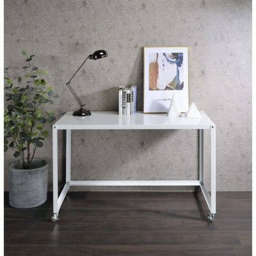 Executive Desks * | Arcano Writing Desk White Acme Furniture