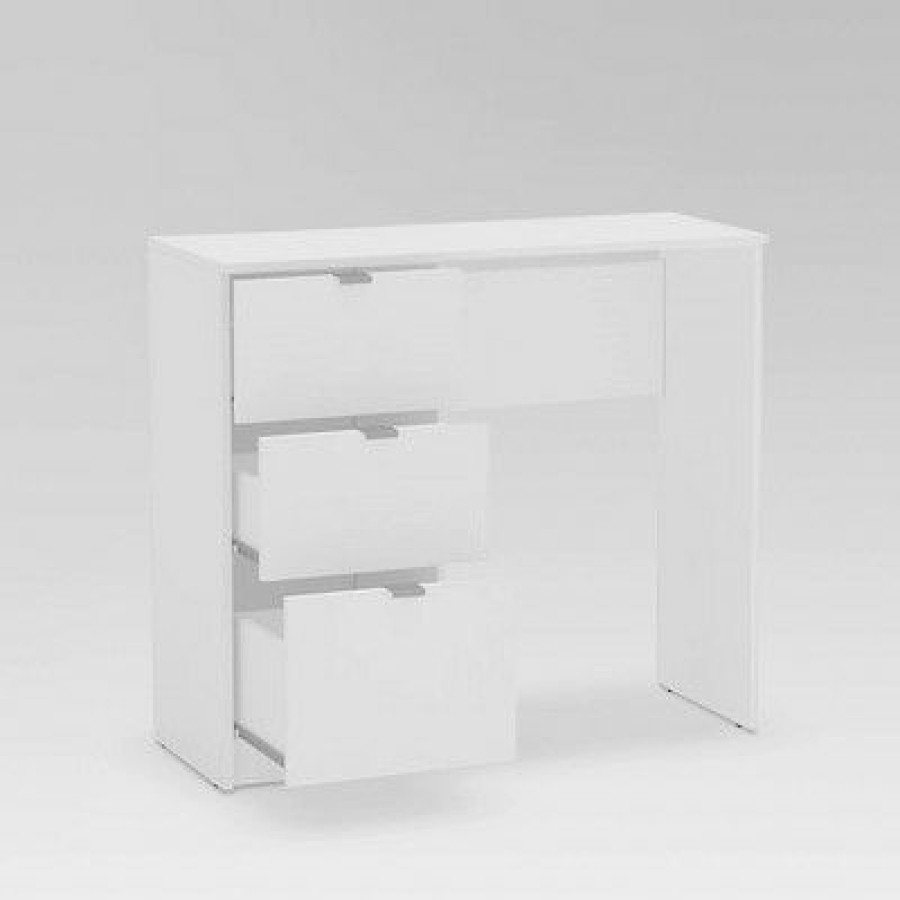 Executive Desks * | Bristol 3 Drawer Writing Desk White Chique