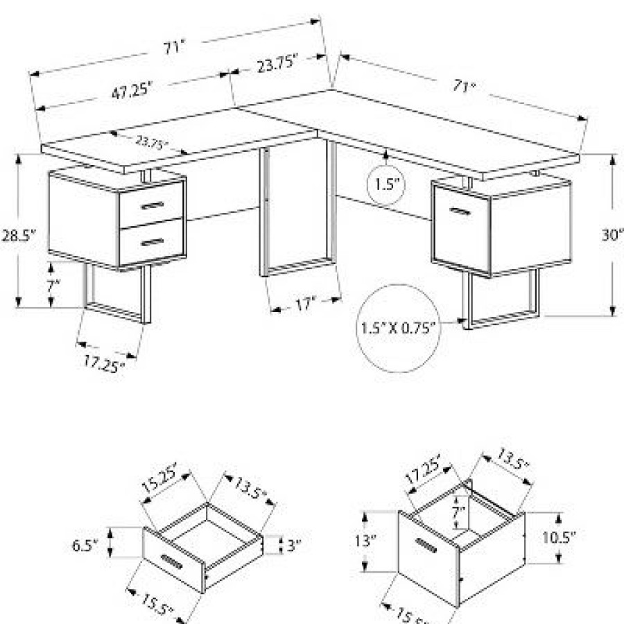 Executive Desks * | 70 Computer Desk Left Or Right Facing Everyroom Light