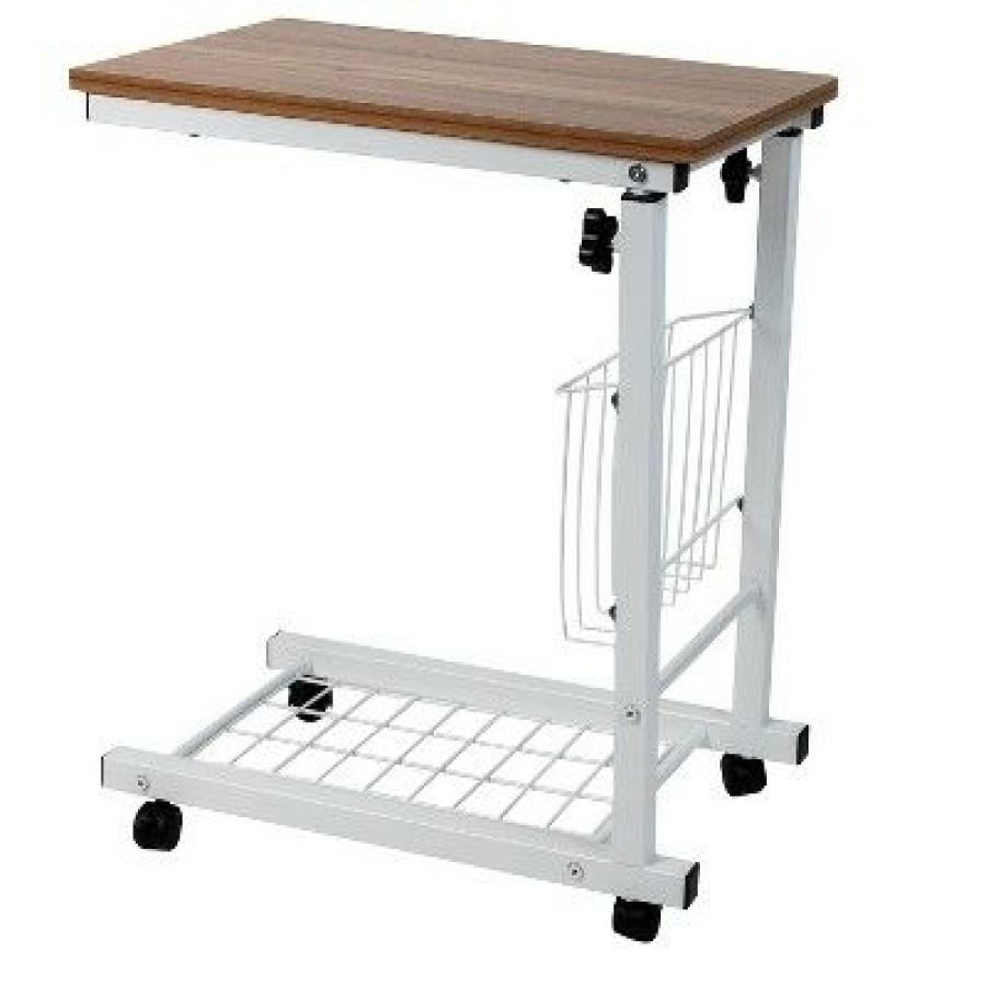 Computer Desks * | Mind Reader Adjustable Height Laptop Desk, White, Wood