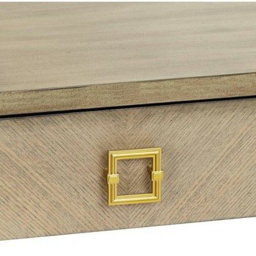 Executive Desks * | Coast To Coast Wheaton 49 1/2 Wide Gold And Wood Glam Modern Writing Desk