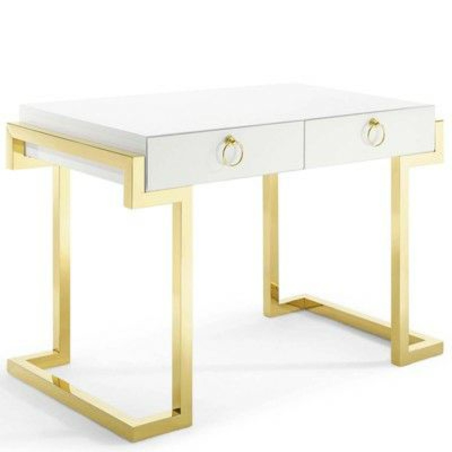 Executive Desks * | Ring Office Desk Gold/White Modway