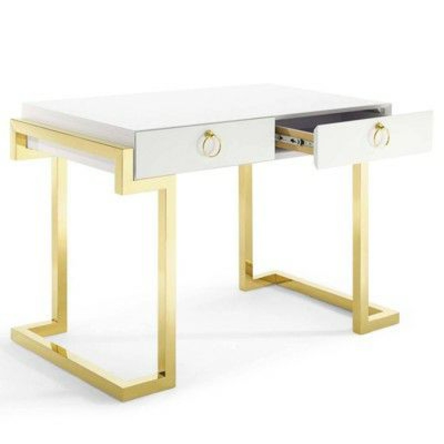 Executive Desks * | Ring Office Desk Gold/White Modway