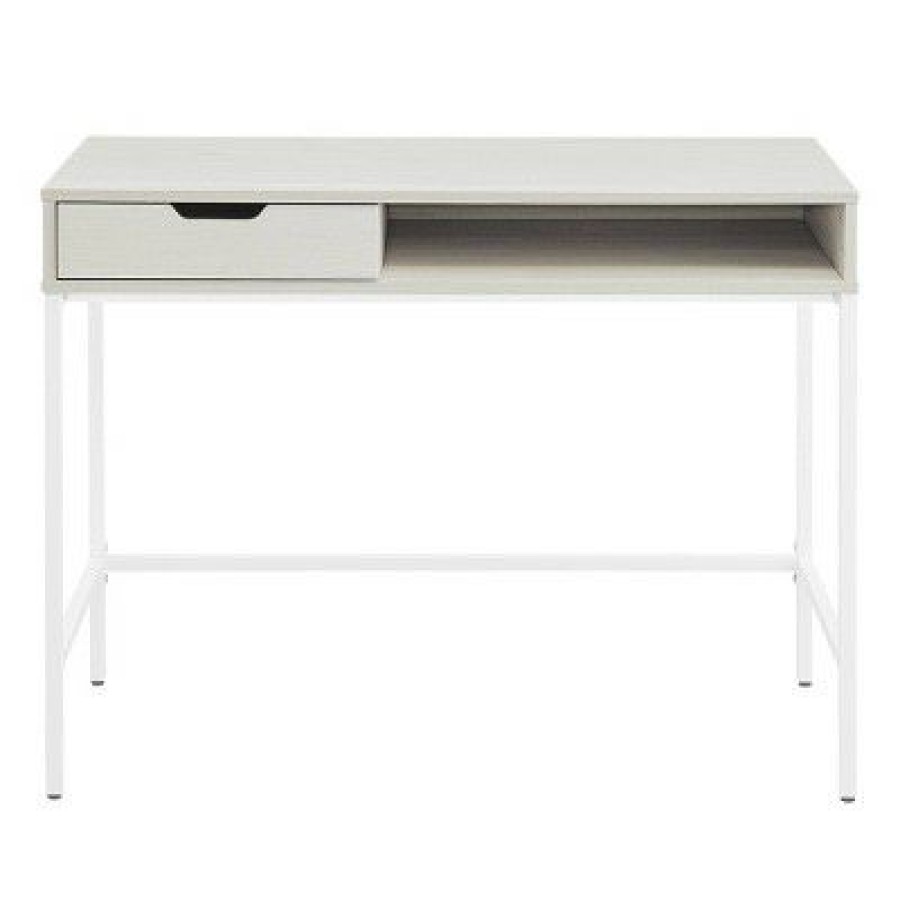 Executive Desks * | 40" Contempo Desk With Drawer And Shelf White Oak Osp Home Furnishings