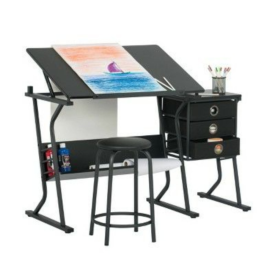 Drafting Tables * | 2Pc Canvas & Color Craft Center Black Studio Designs