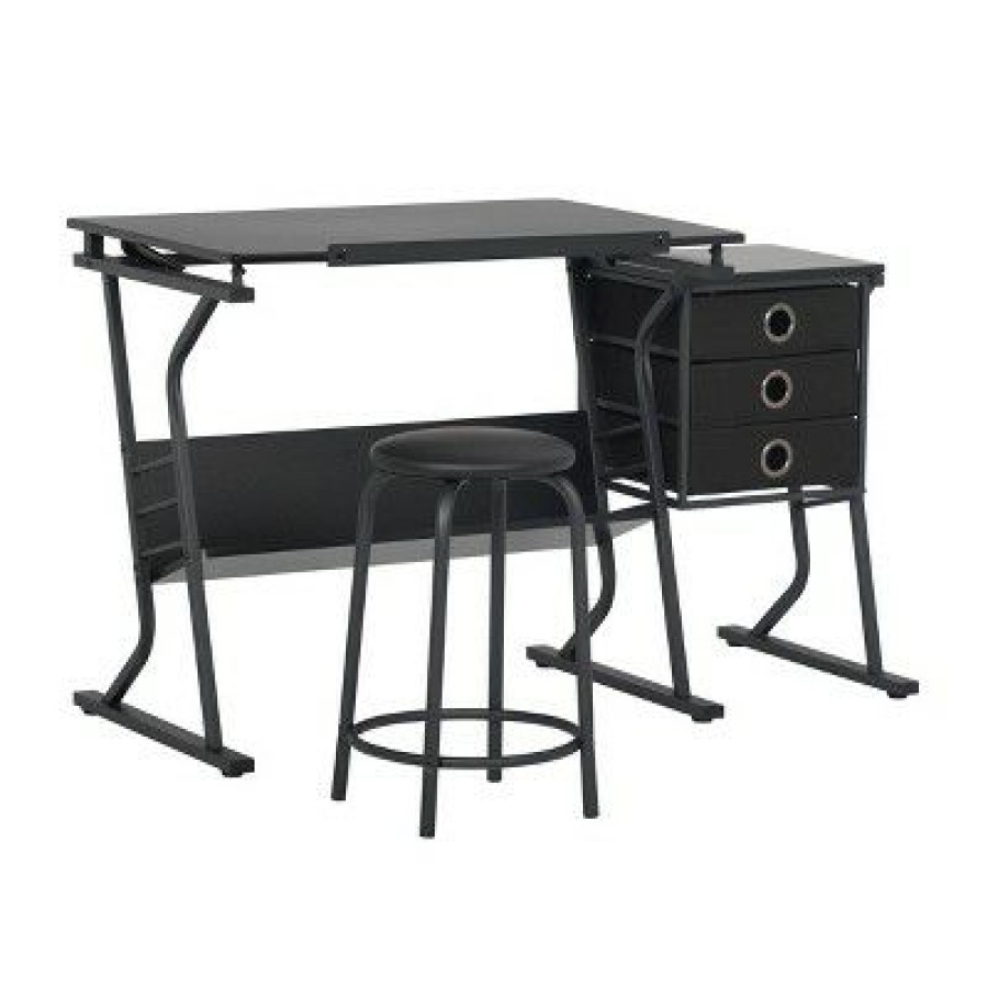 Drafting Tables * | 2Pc Canvas & Color Craft Center Black Studio Designs