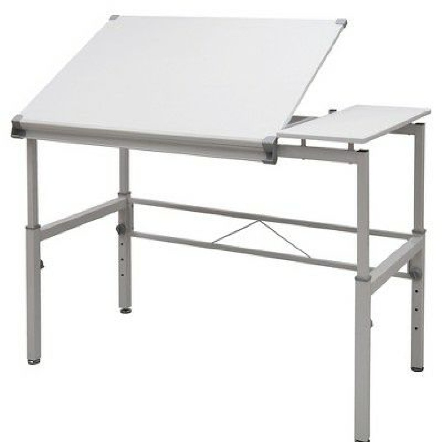 Drafting Tables * | 30" X 42" Canvas & Color Split Top Workstation White Studio Designs