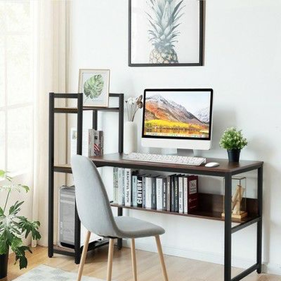 Executive Desks * | Costway Multi-Functional Computer Desk With 4-Tier Storage Shelves