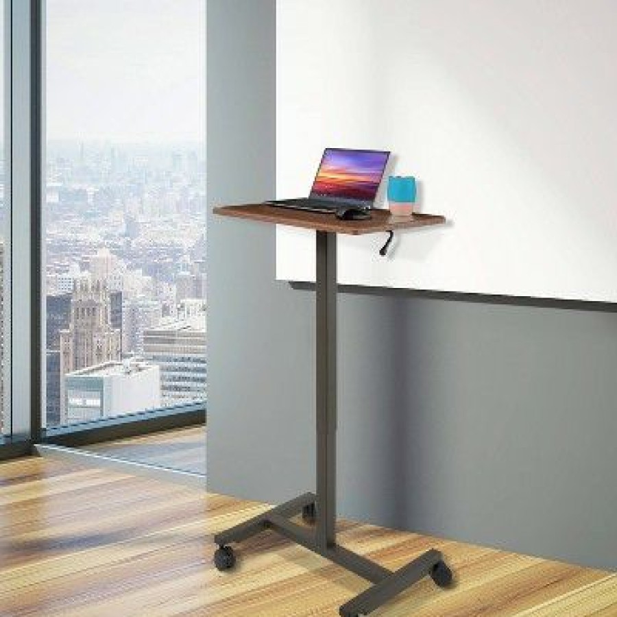 Executive Desks * | 24.4 Airlift Spring Height Adjustable Sit-Stand Mobile Laptop Computer Desk Cart Seville Classics