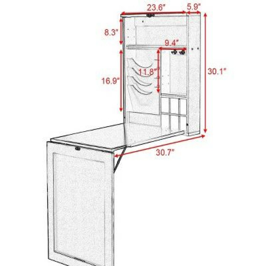 Executive Desks * | Costway Wall Mounted Table Convertible Desk Fold Out Space Saver Chalkboard Coffee