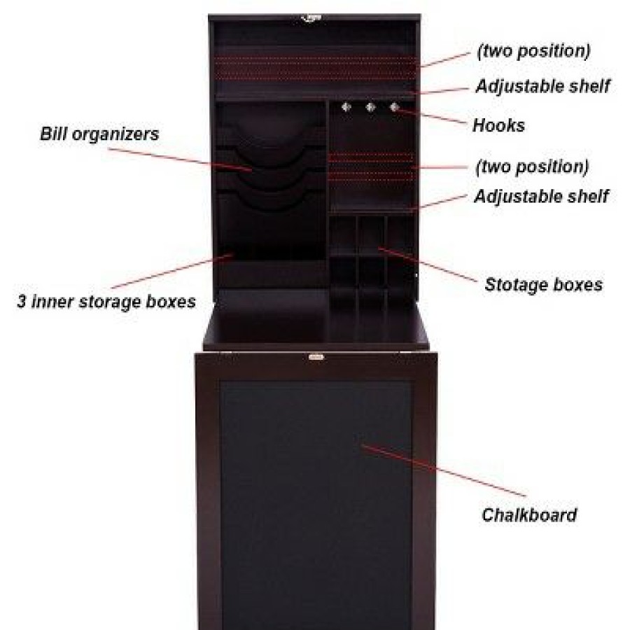 Executive Desks * | Costway Wall Mounted Table Convertible Desk Fold Out Space Saver Chalkboard Coffee