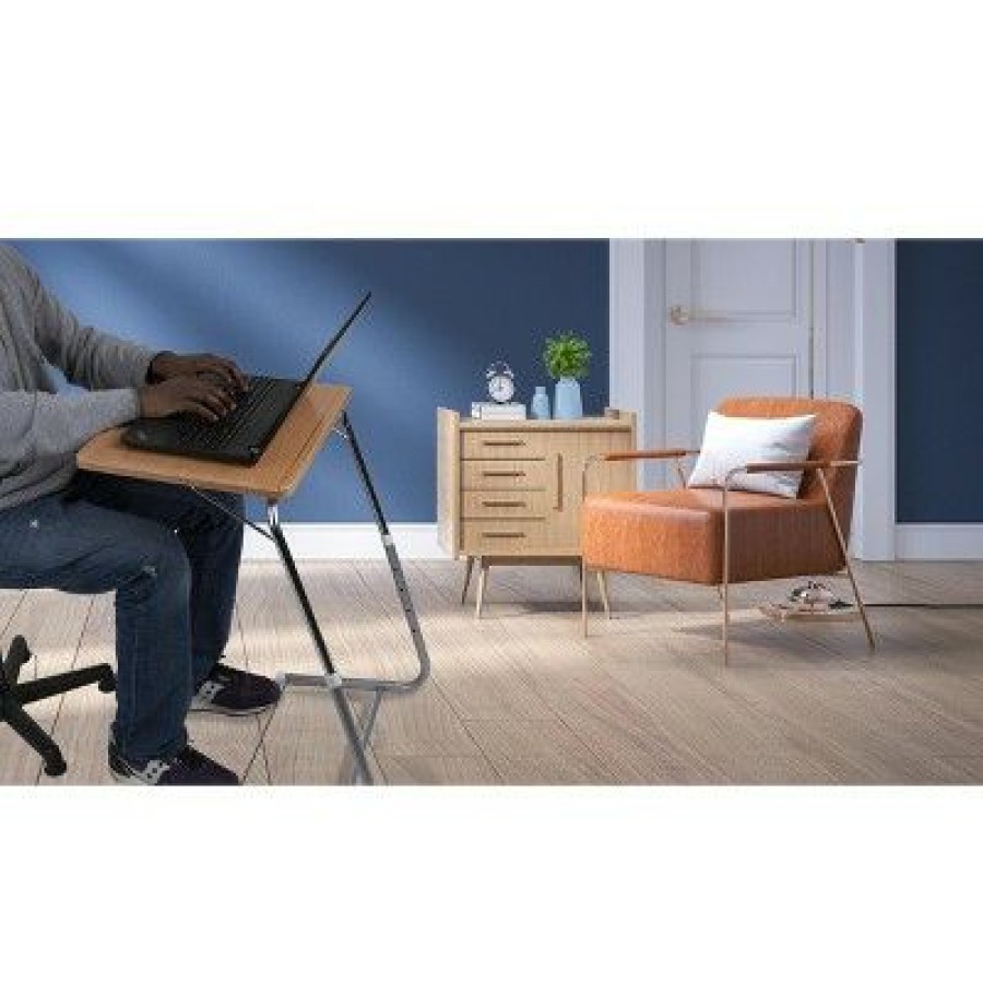 Computer Desks * | Mind Reader Folding Laptop Tv Table Tray With 5 Heights And 3 Angle Adjustments, Brown