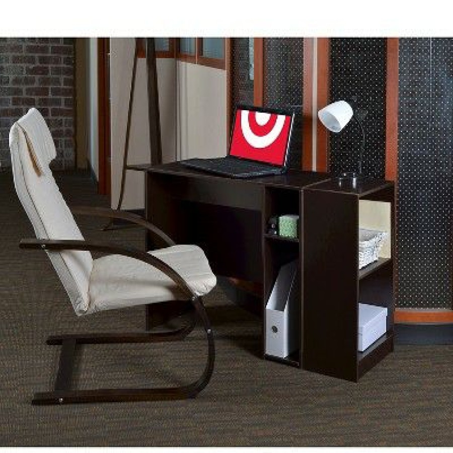 Executive Desks * | Wood Writing Desk With Storage Coffee Niche